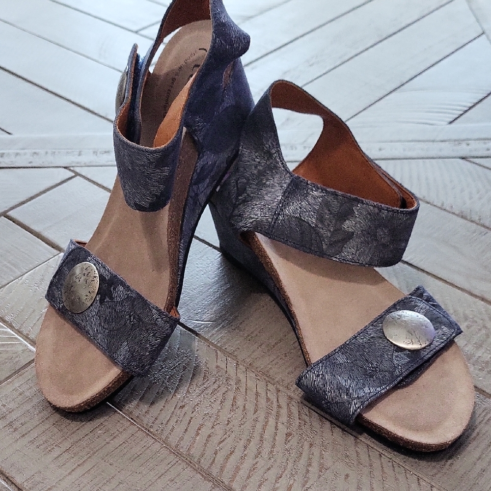 Taos Denim Blue Wedge Sandals Size US 9 To 9.5M EU 40 NWOB